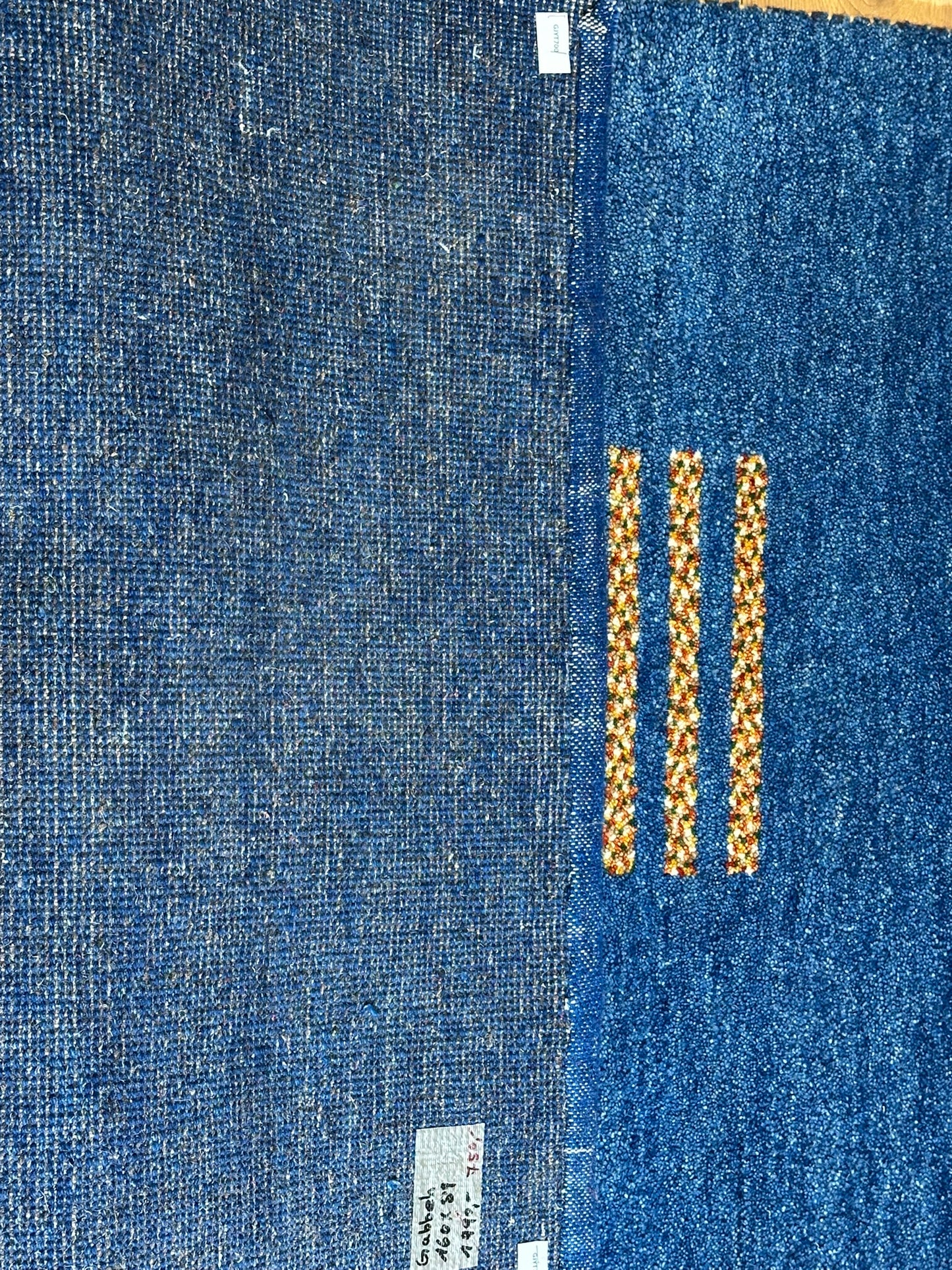 Indischer Gabbeh Orientteppich Handgeknüpft Blau 160x90 cm