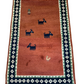 Indischer Gabbeh Teppich Handgeknüpft Rostrot Tiermotive 150x93 cm