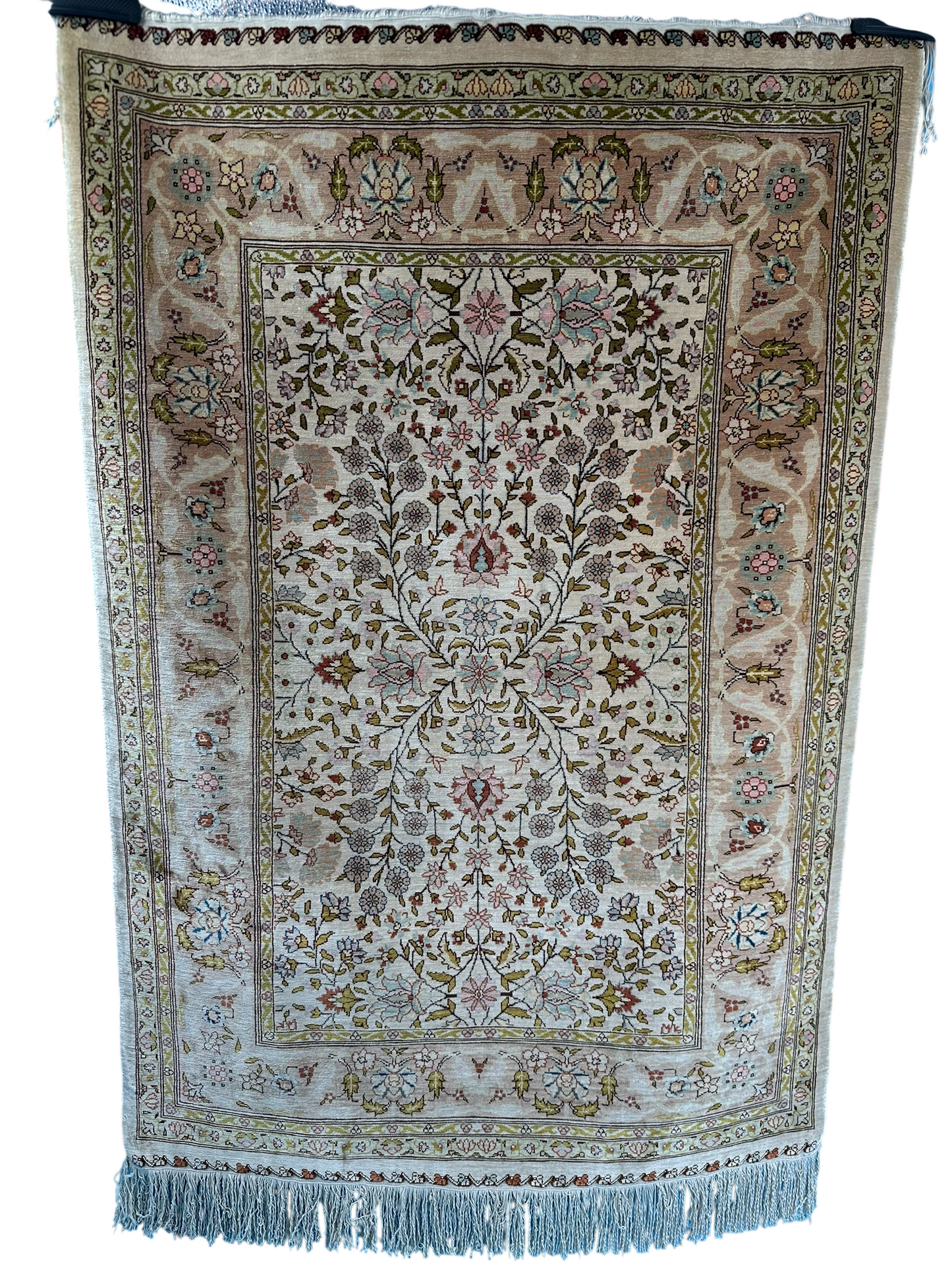 Orientteppich handgeknüpft 100x68 cm Hereke Seide auf Seide