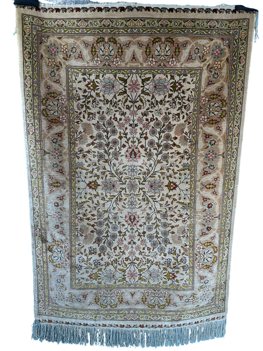 Orientteppich handgeknüpft 100x68 cm Hereke Seide auf Seide