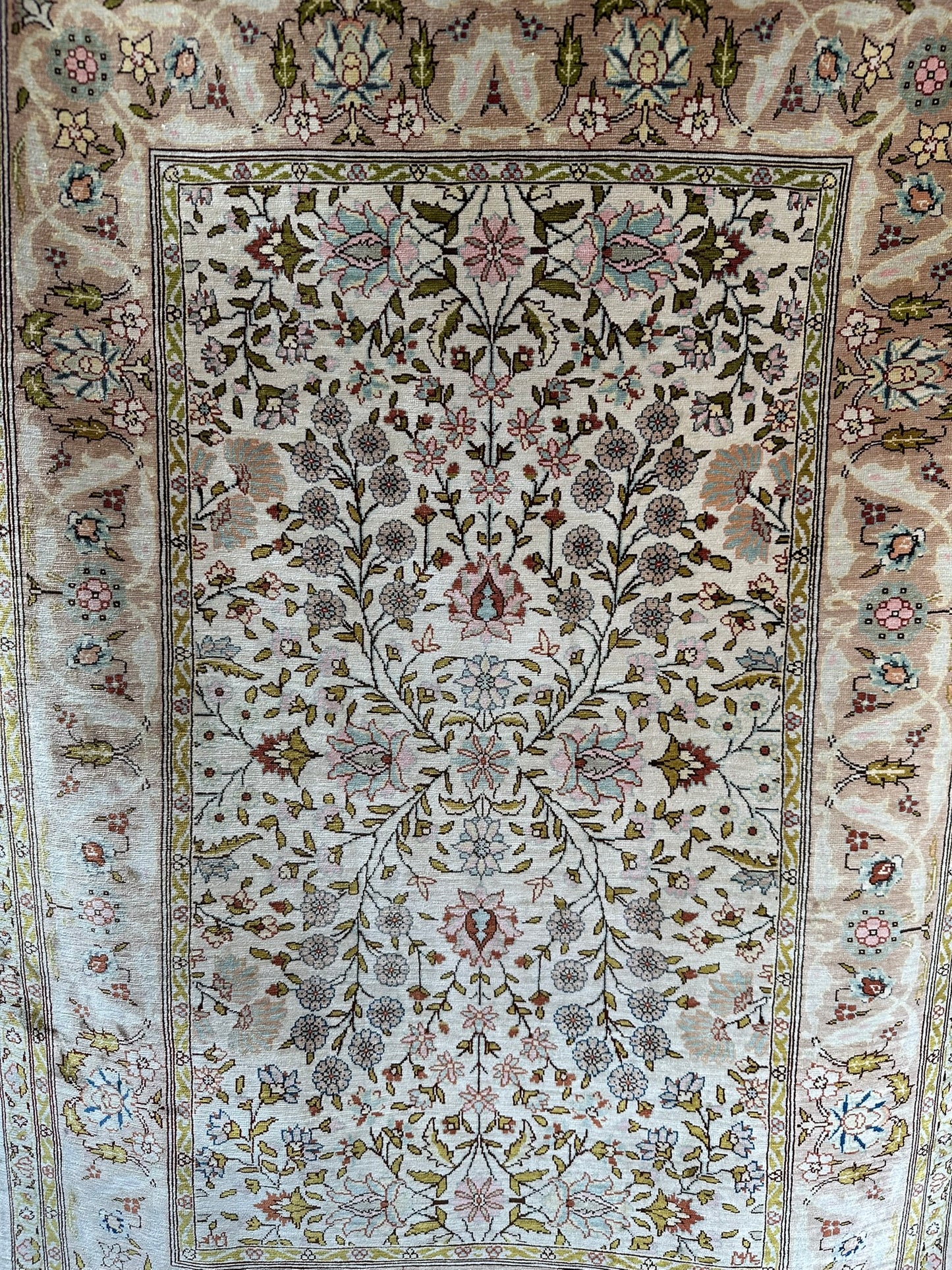 Orientteppich handgeknüpft 100x68 cm Hereke Seide auf Seide