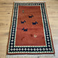 Indischer Gabbeh Teppich Handgeknüpft Rostrot Tiermotive 150x93 cm