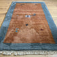Indischer Gabbeh Teppich Handgeknüpft Terrakotta Blaugrau 160x97 cm