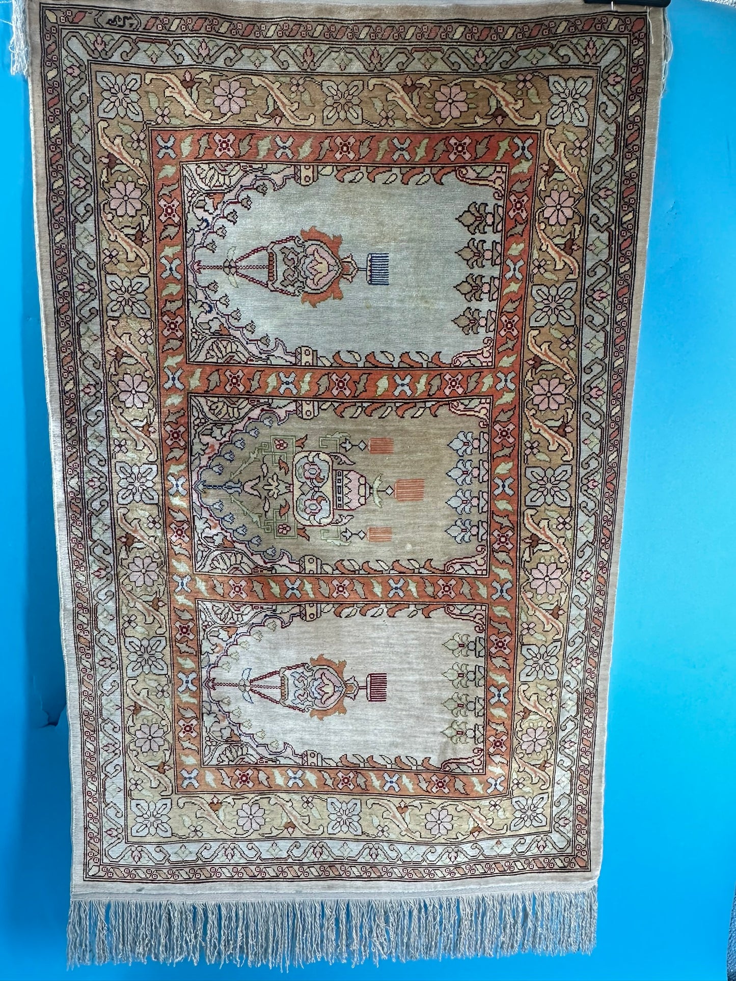 Orientteppich handgeknüpft 90x57 cm Kayseri Seide auf Seide