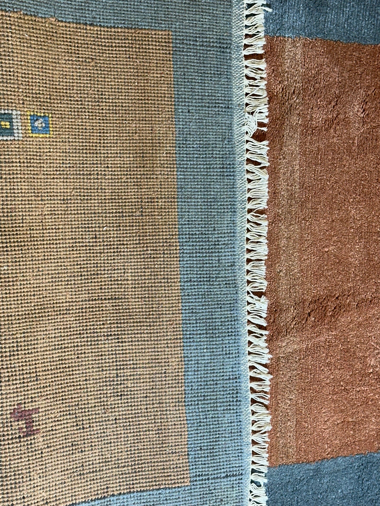 Indischer Gabbeh Teppich Handgeknüpft Terrakotta Blaugrau 160x97 cm
