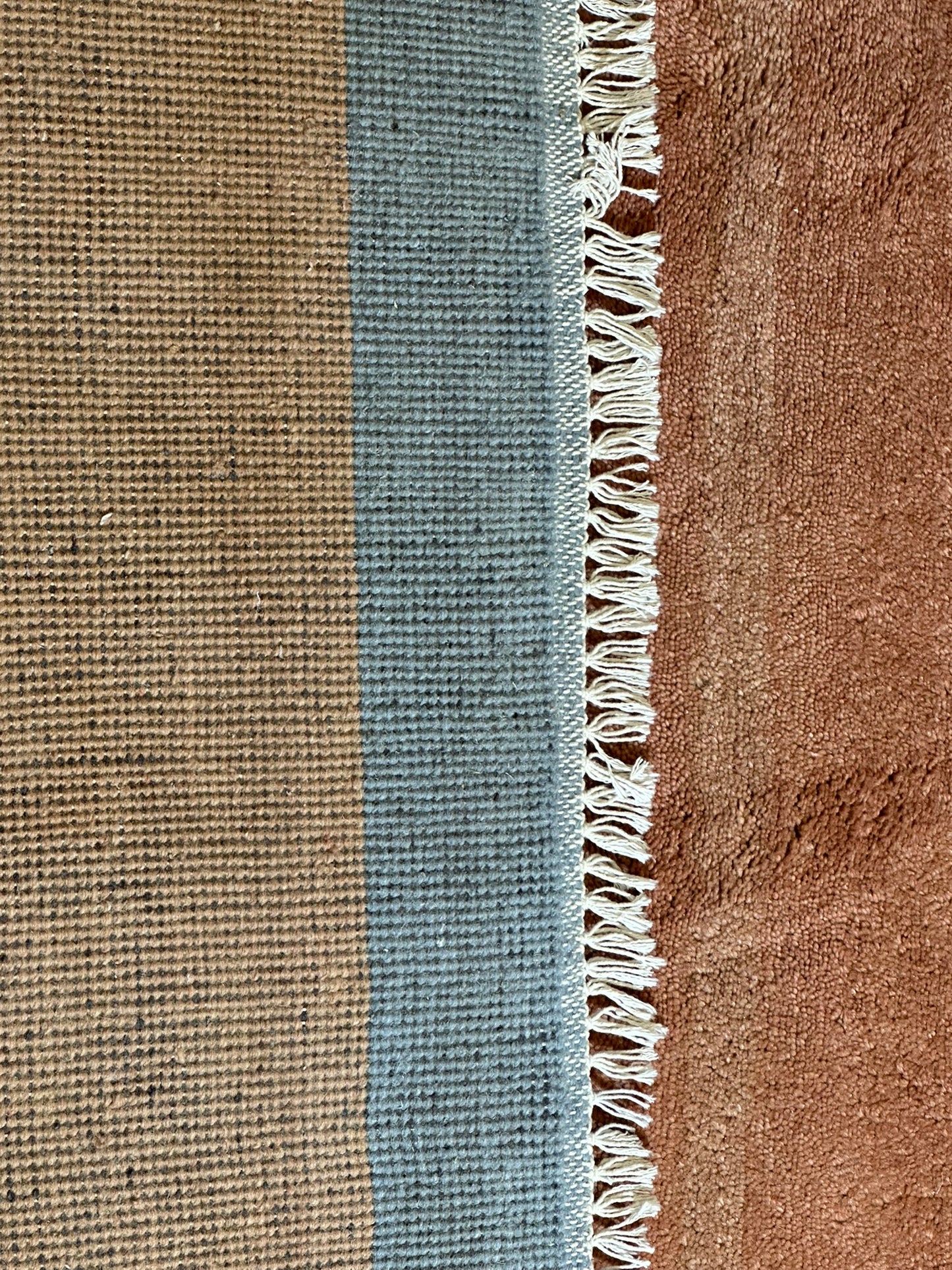 Indischer Gabbeh Teppich Handgeknüpft Terrakotta Blaugrau 160x97 cm