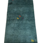 Indischer Gabbeh Teppich Handgeknüpft Dunkelgrün Tiermotive 163x87 cm