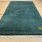 Indischer Gabbeh Teppich Handgeknüpft Dunkelgrün Tiermotive 163x87 cm