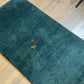 Indischer Gabbeh Teppich Handgeknüpft Dunkelgrün Tiermotive 163x87 cm