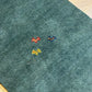Indischer Gabbeh Teppich Handgeknüpft Dunkelgrün Tiermotive 163x87 cm