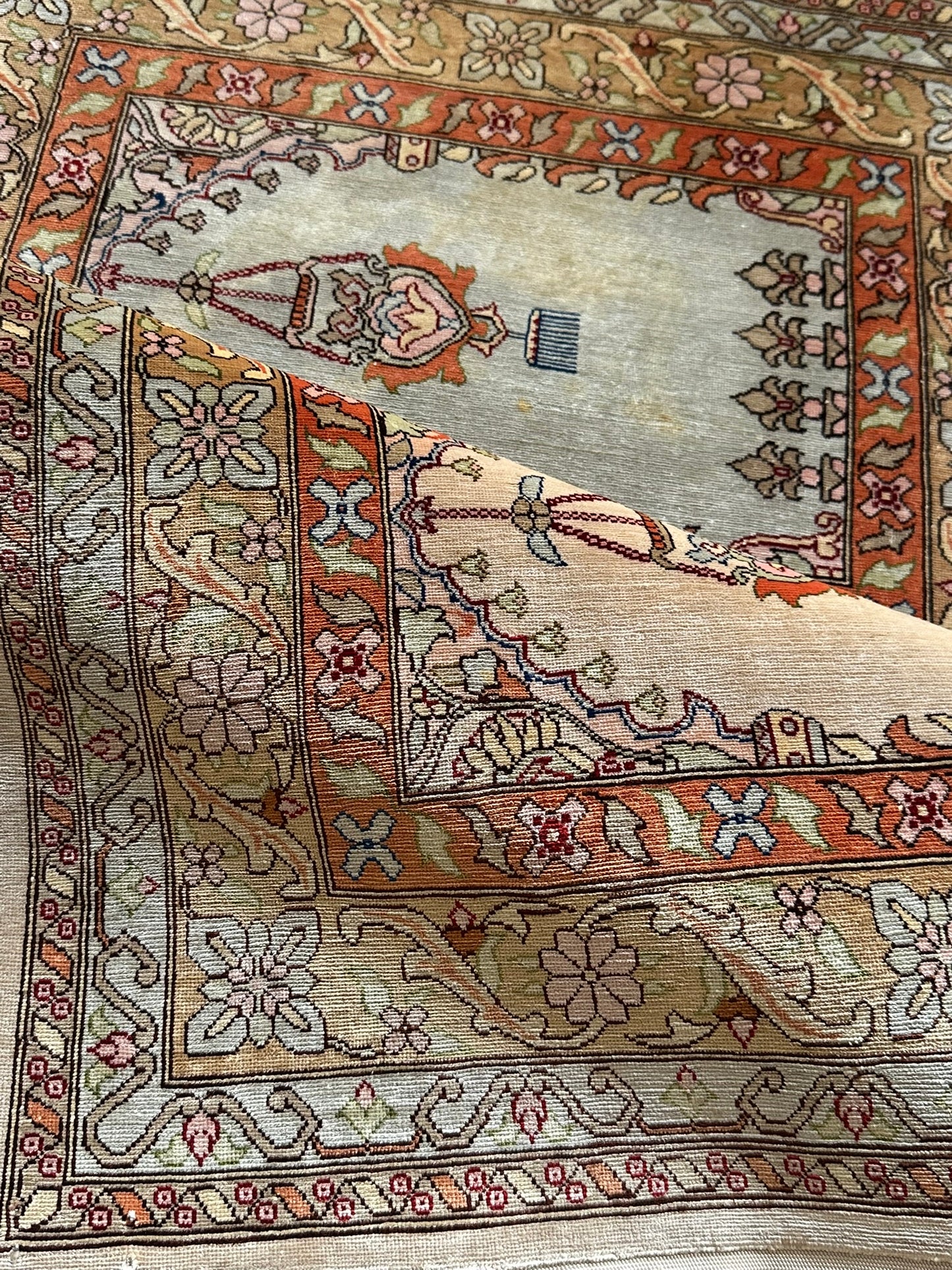 Orientteppich handgeknüpft 90x57 cm Kayseri Seide auf Seide