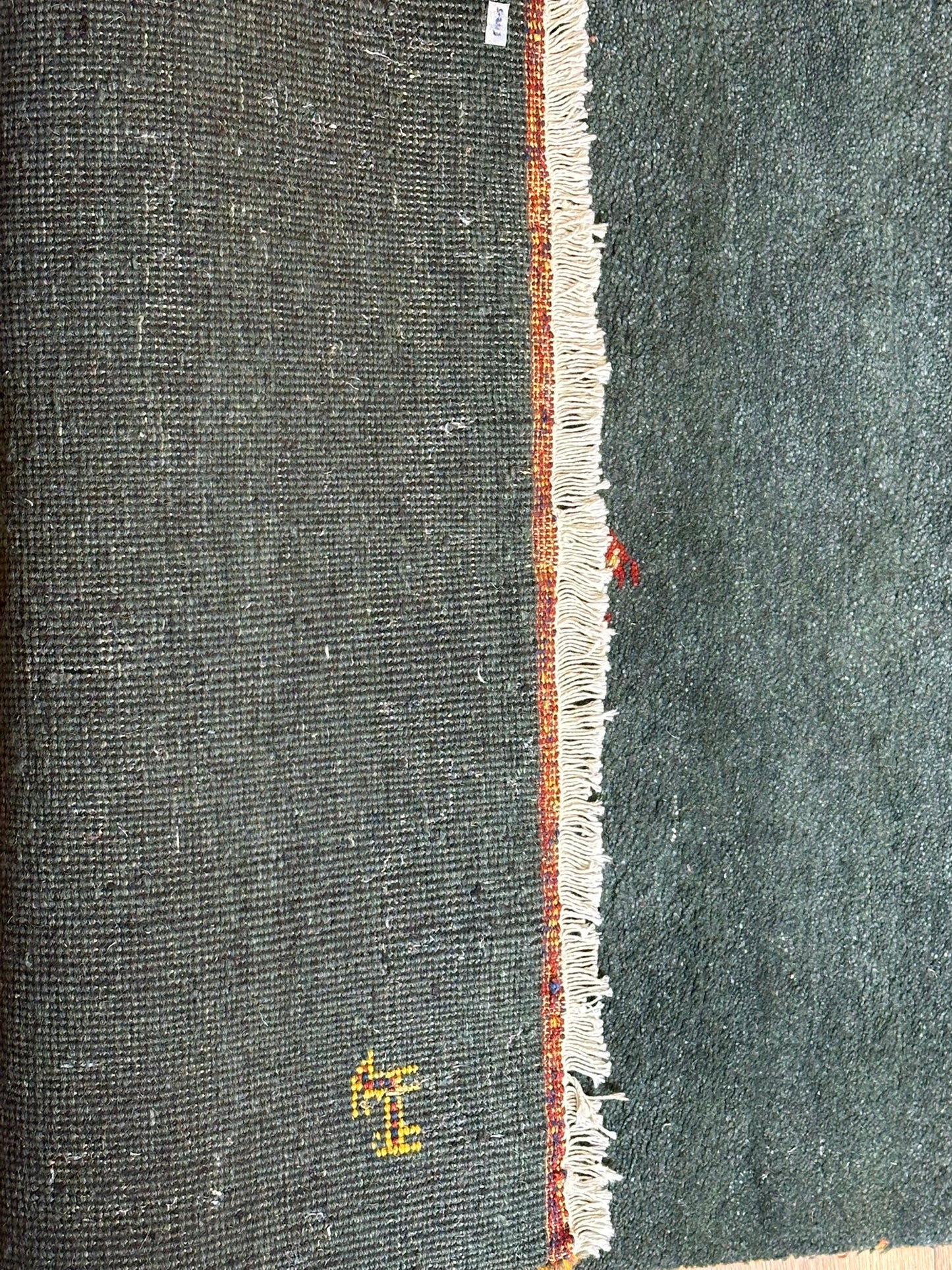 Indischer Gabbeh Teppich Handgeknüpft Dunkelgrün Tiermotive 163x87 cm