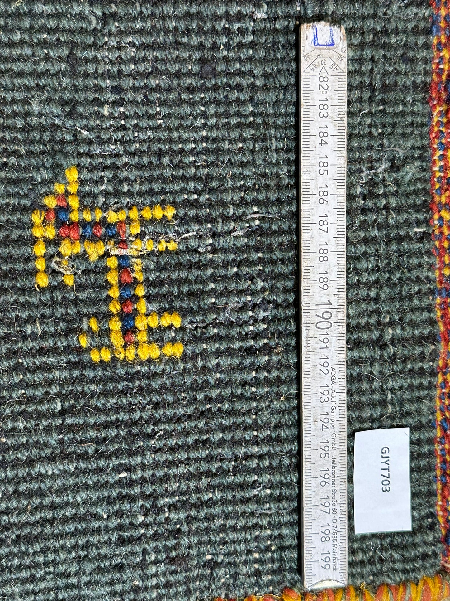Indischer Gabbeh Teppich Handgeknüpft Dunkelgrün Tiermotive 163x87 cm