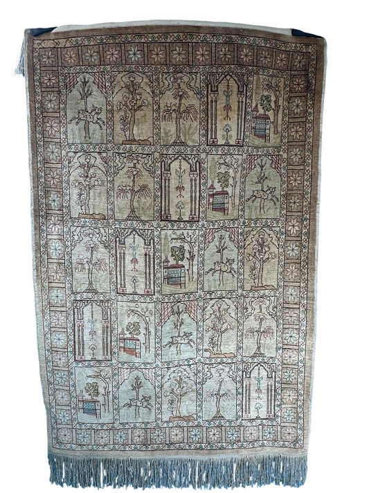 Orientteppich handgeknüpft 93x61 cm Kayseri Seide auf Seide