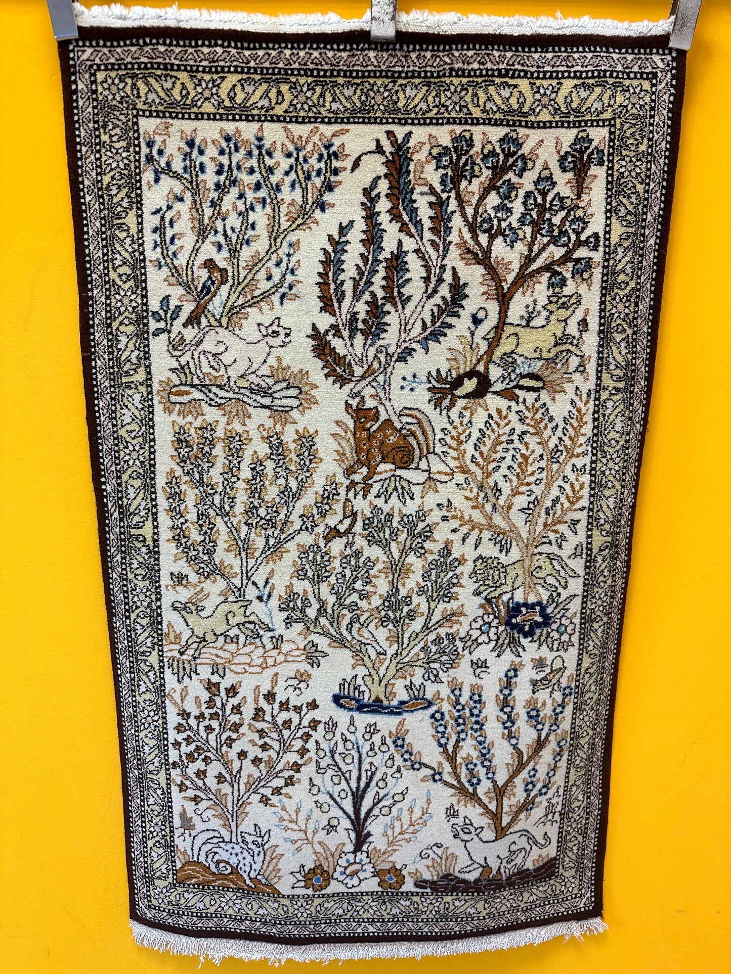 Handgeknüpfter  Perser Orientteppich Ghom Seidenteppich 130x75 cm