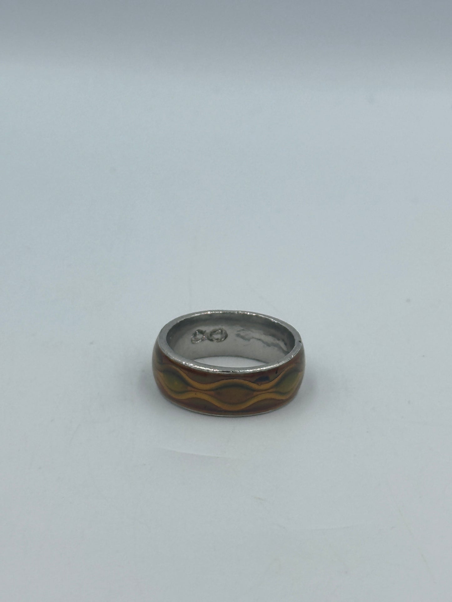 Vintage Ring in Silberton mit blauer Emaille und goldenen Akzenten Ringgröße: 56