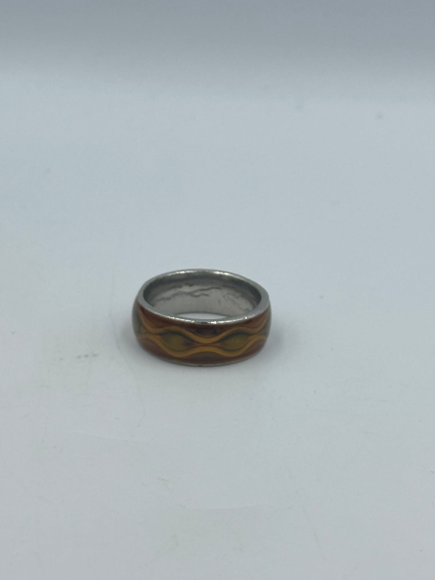 Vintage Ring in Silberton mit blauer Emaille und goldenen Akzenten Ringgröße: 56