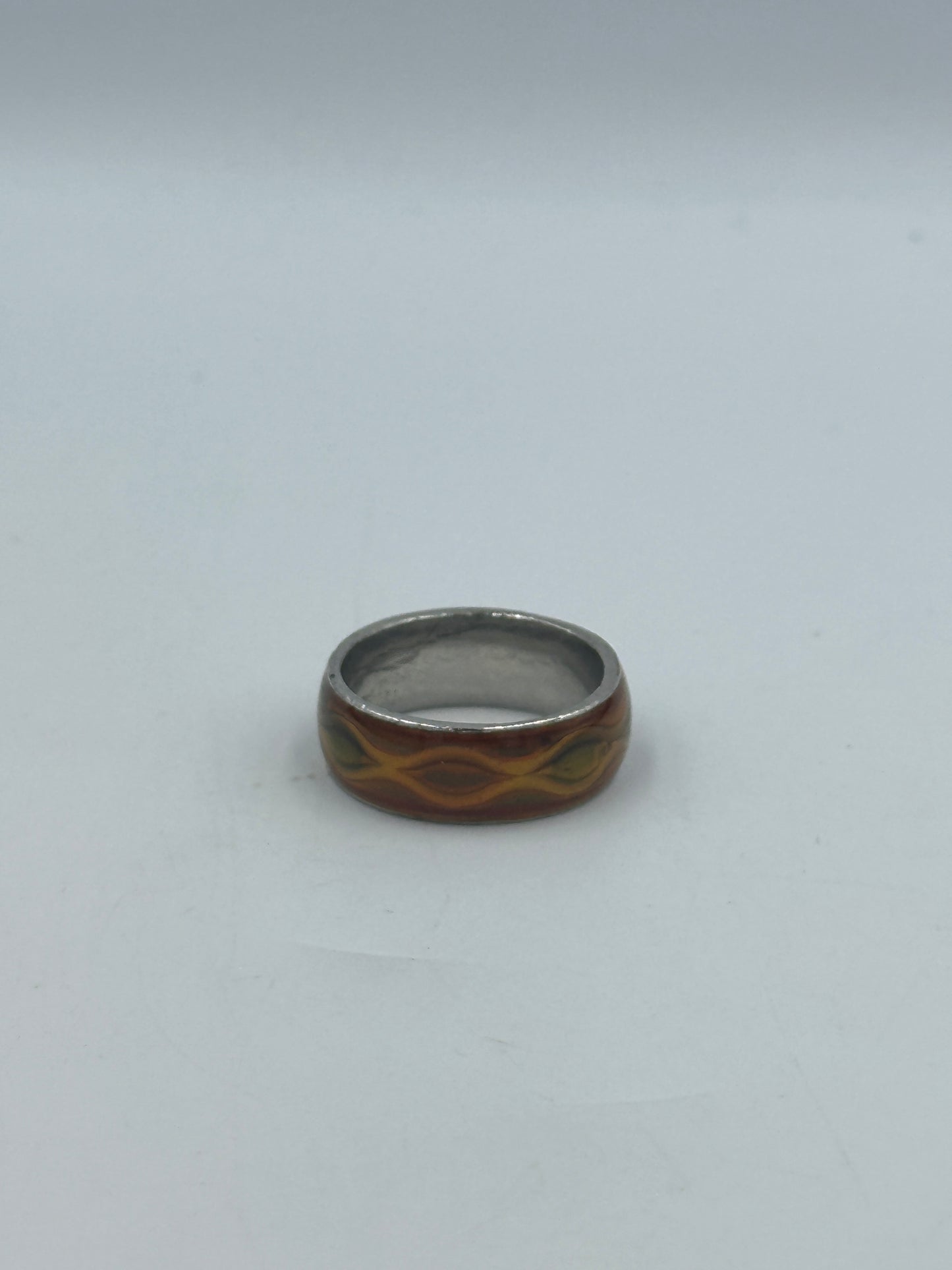 Vintage Ring in Silberton mit blauer Emaille und goldenen Akzenten Ringgröße: 56