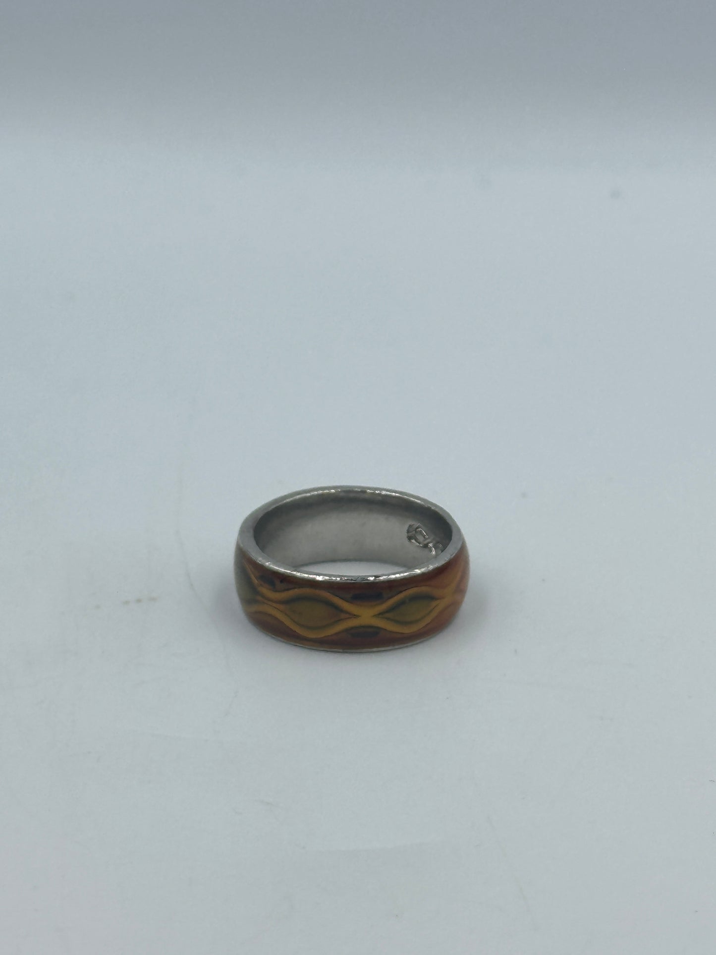 Vintage Ring in Silberton mit blauer Emaille und goldenen Akzenten Ringgröße: 56