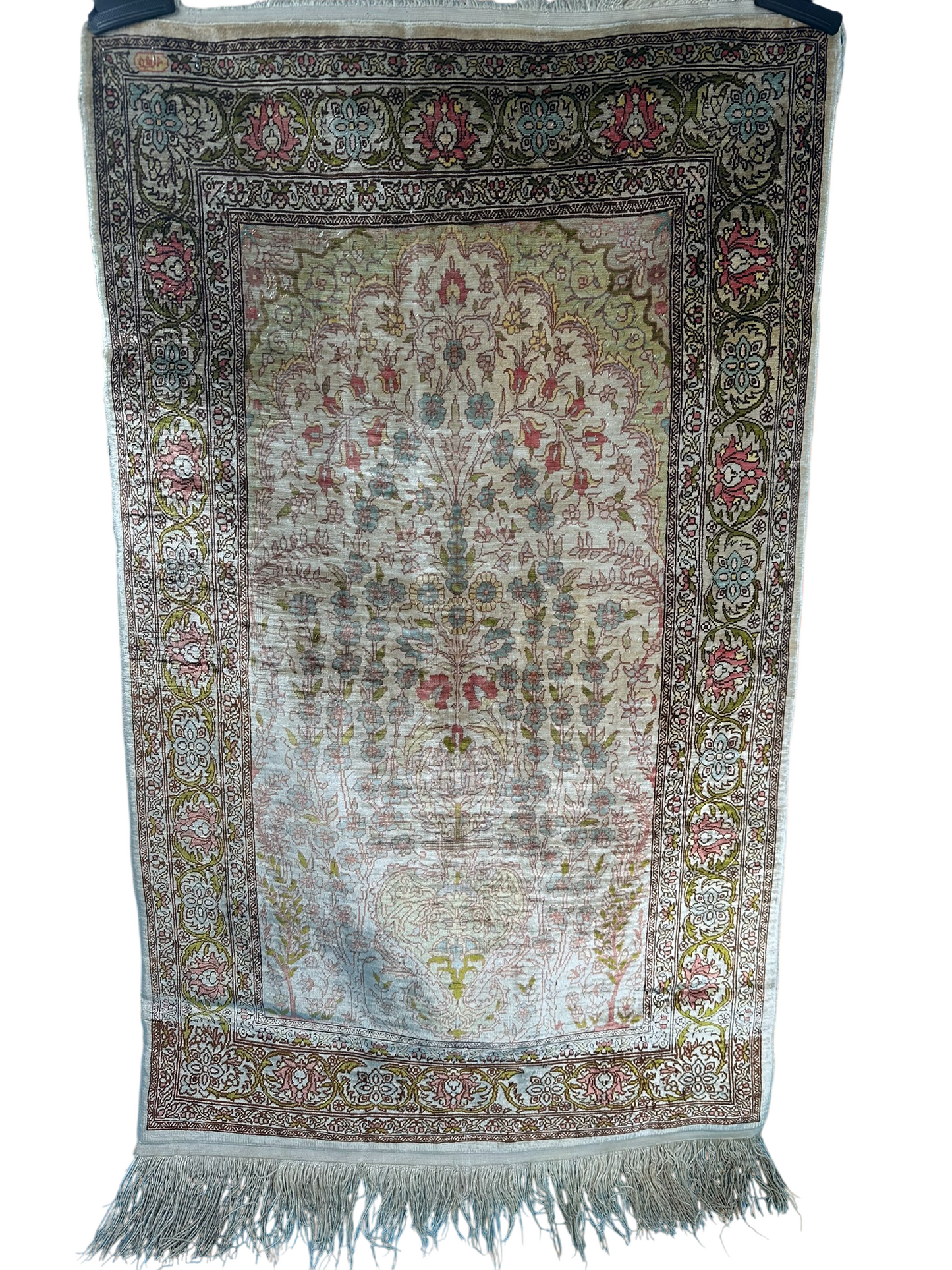 Orientteppich handgeknüpft Hereke 110x68 cm Seide auf Seide