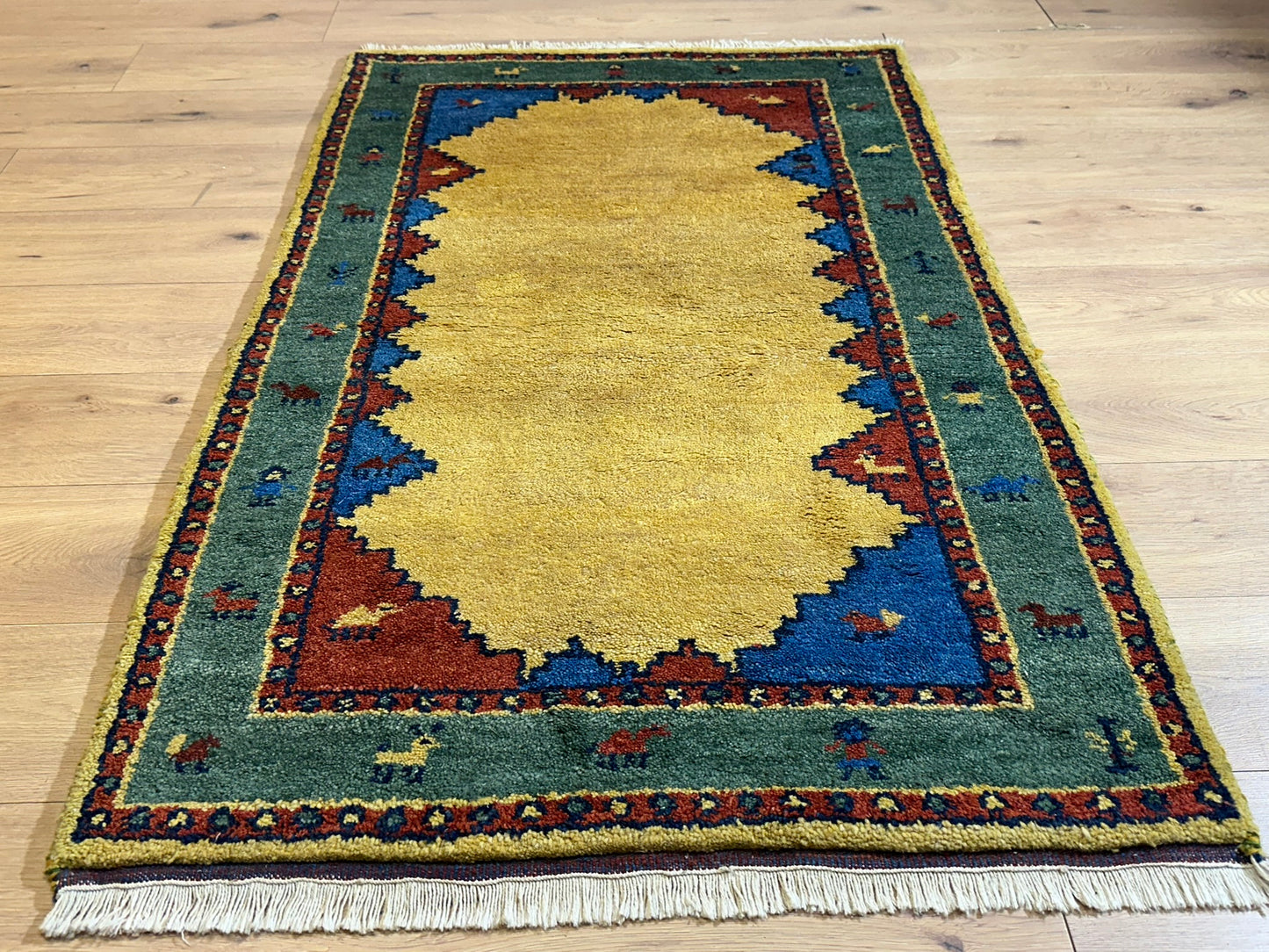 Gabbeh Orientteppich handgeknüpft Indian 155x93 cm