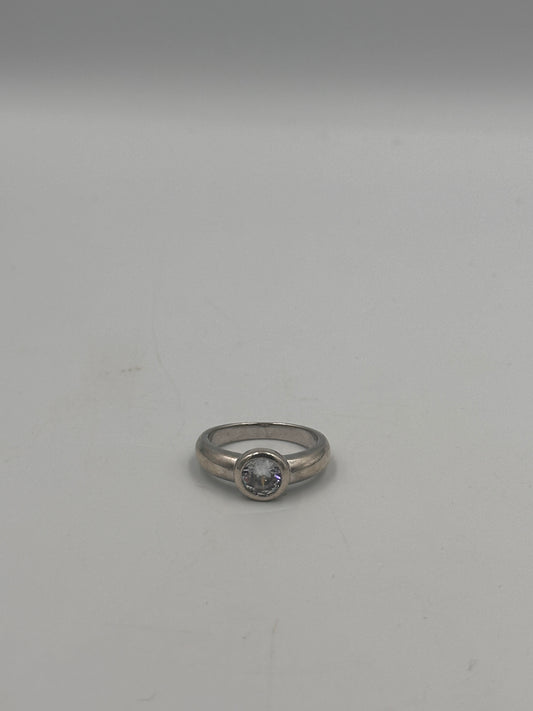 Vintage Silber 925 Ring mit Zirkonia Stein Ringgröße: 51