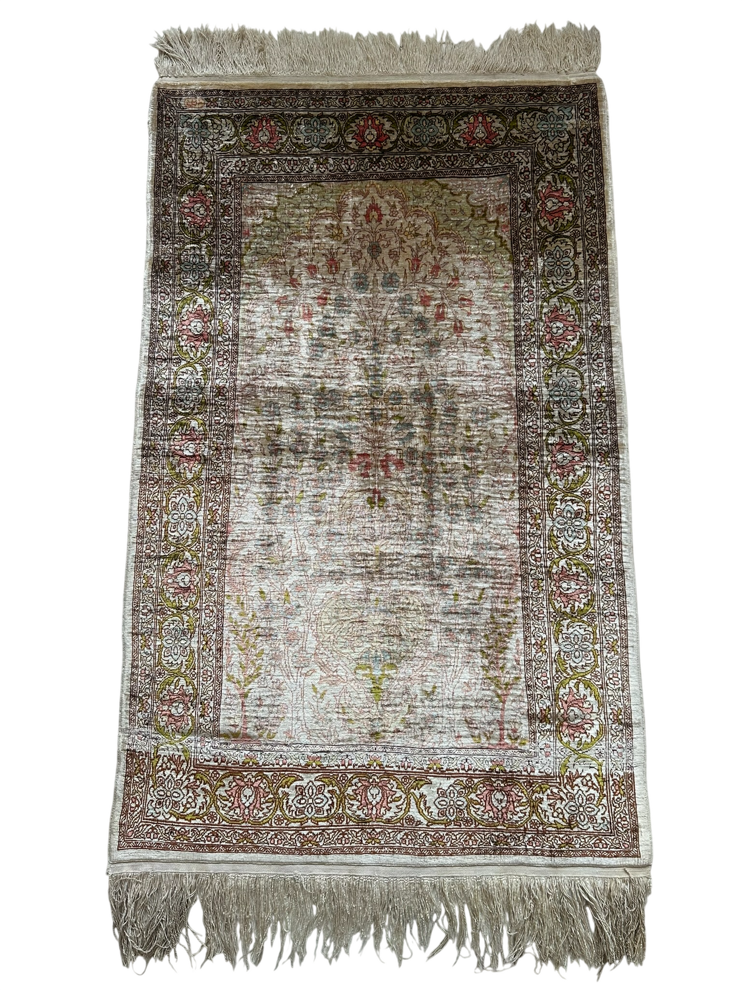 Orientteppich handgeknüpft Hereke 110x68 cm Seide auf Seide