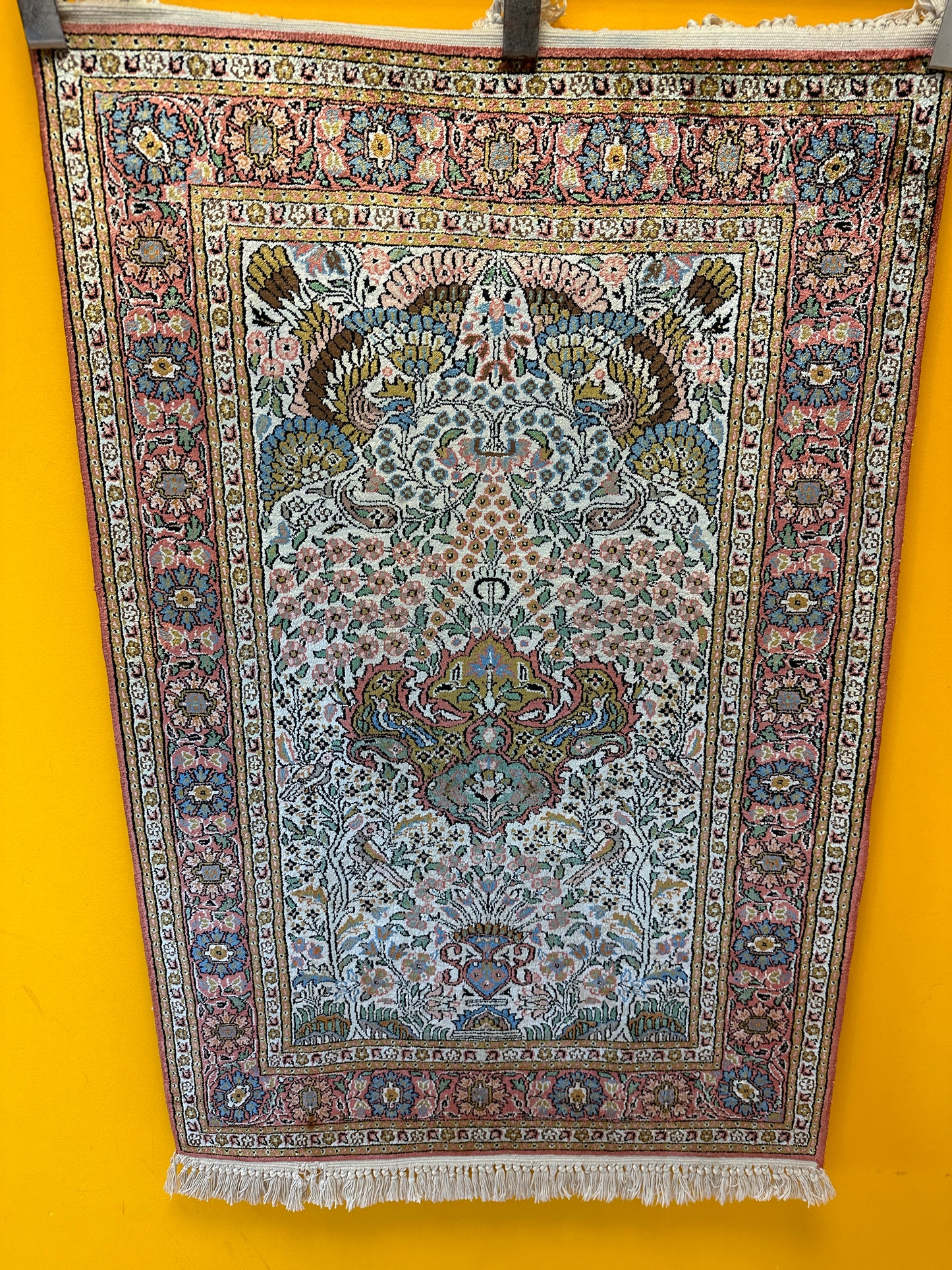 Handgeknüpfter Orientteppich Kaschmir Ghom Seidenteppich 120x80 cm