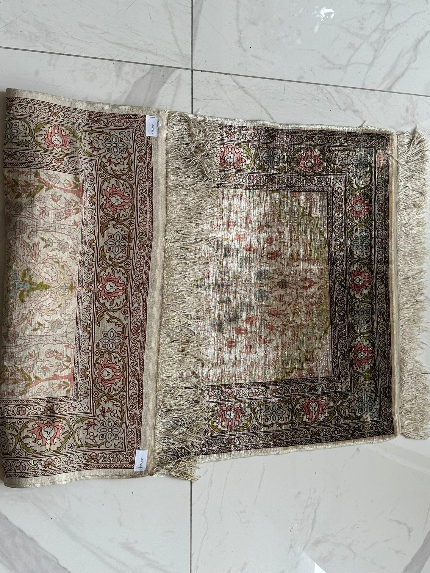 Orientteppich handgeknüpft Hereke 110x68 cm Seide auf Seide