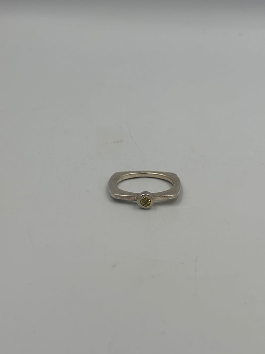 Vintage 925 Silber Ring mit Hellgrünem Edelstein – Größe 57