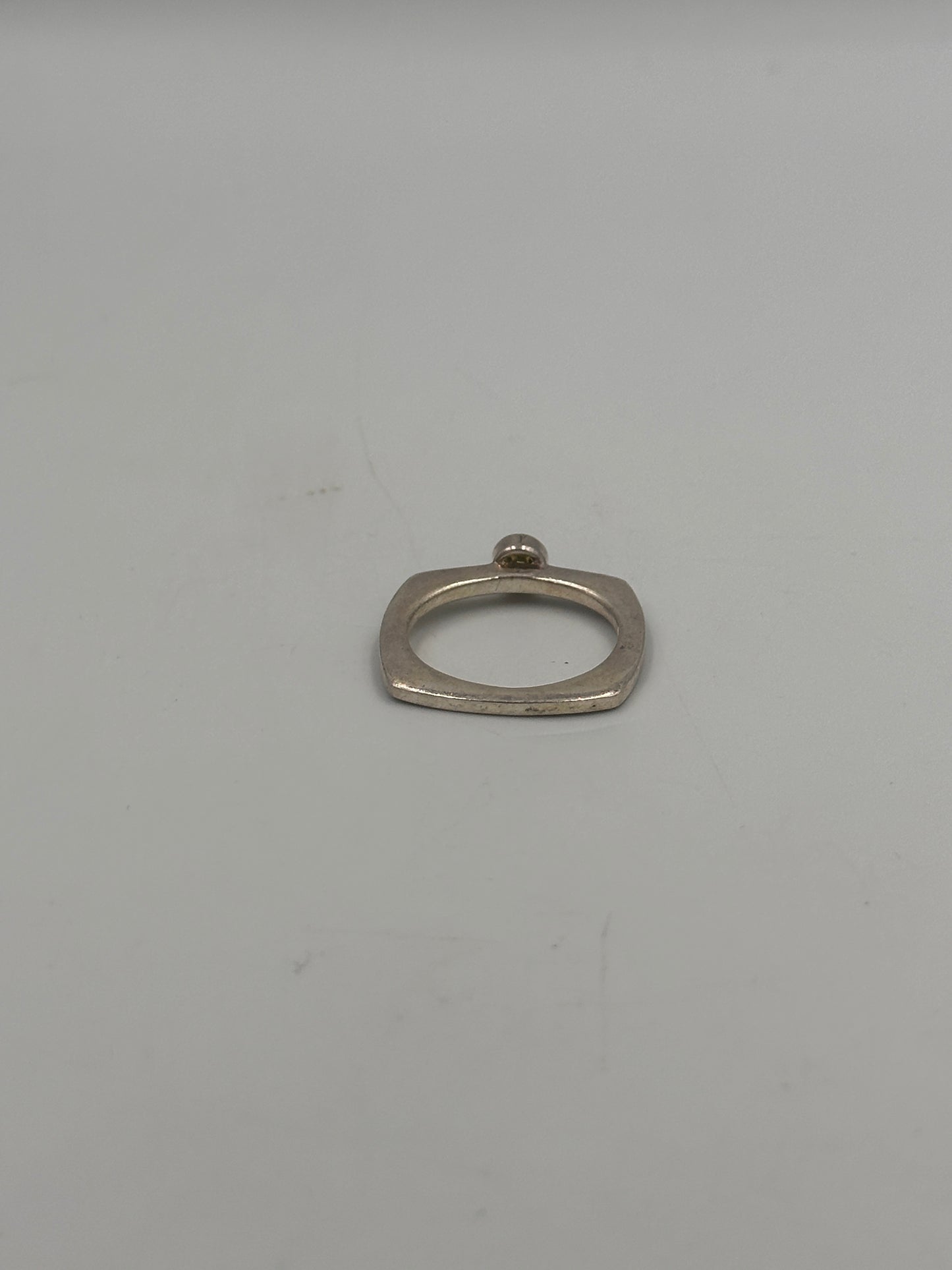 Vintage 925 Silber Ring mit Hellgrünem Edelstein – Größe 57