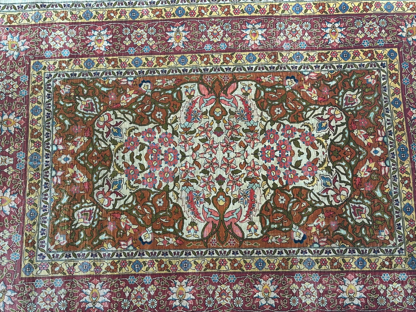 Orientteppich handgeknüpft Hereke 116x84 cm Seide auf Seide