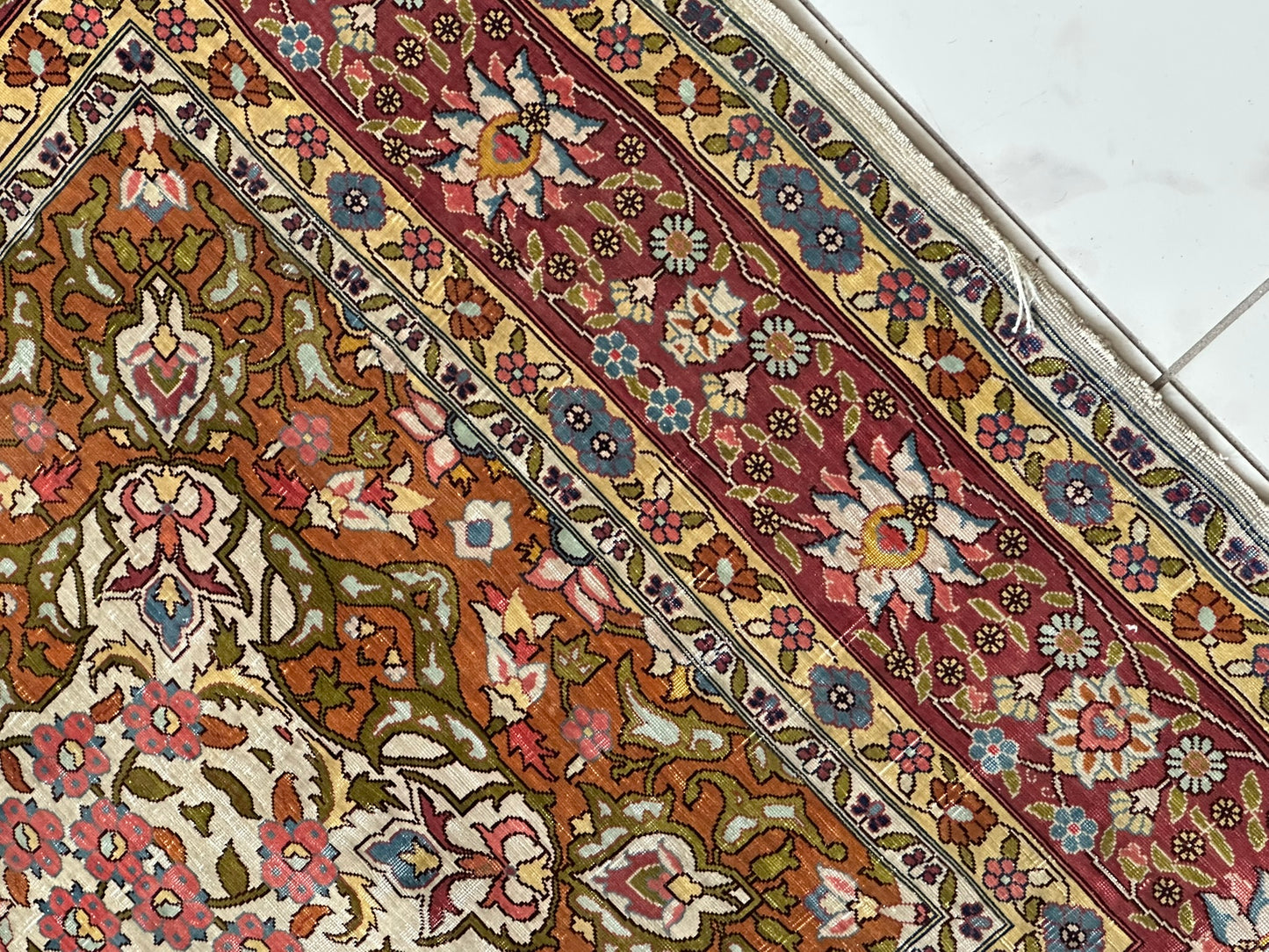Orientteppich handgeknüpft Hereke 116x84 cm Seide auf Seide