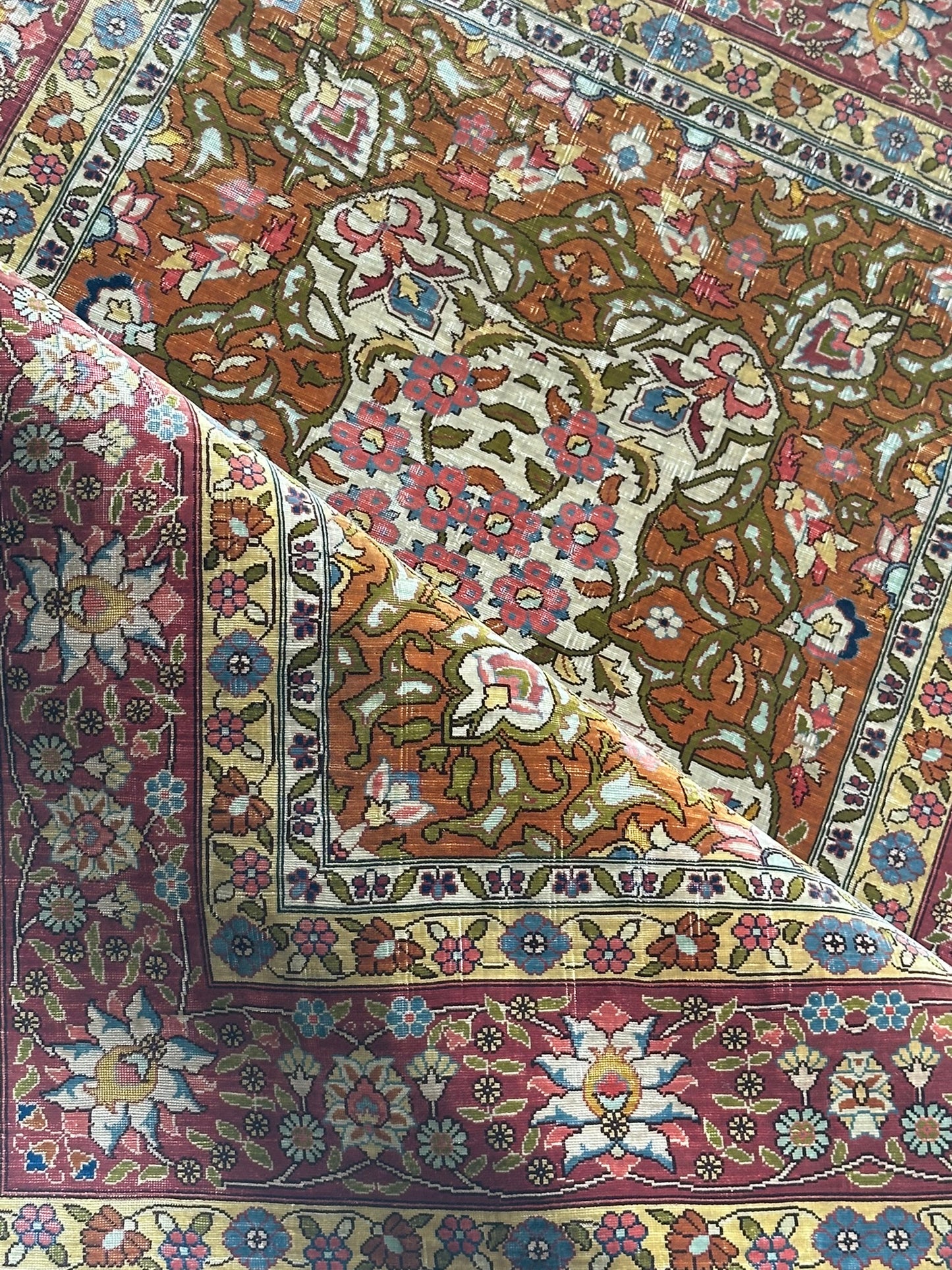 Orientteppich handgeknüpft Hereke 116x84 cm Seide auf Seide