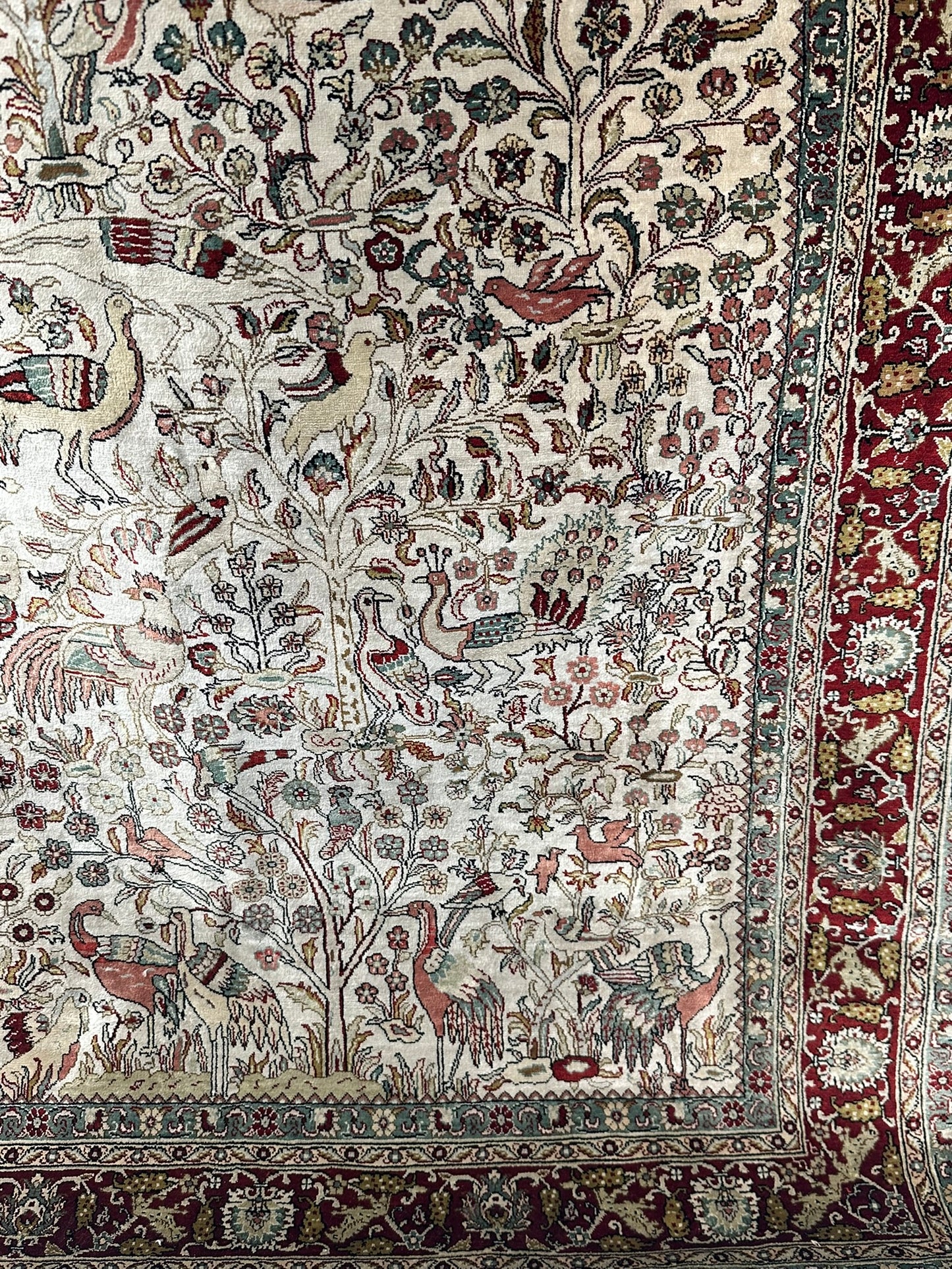 Orientteppich handgeknüpft Hereke 126x95 cm Seide auf Seide