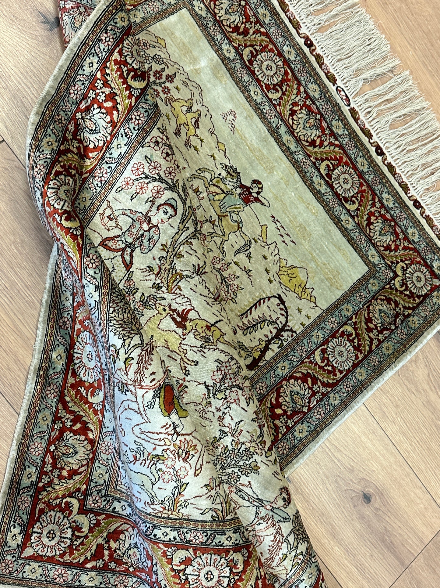 Handgeknüpfter Orientteppich Türkei Hereke Seidenteppich 125x70 cm