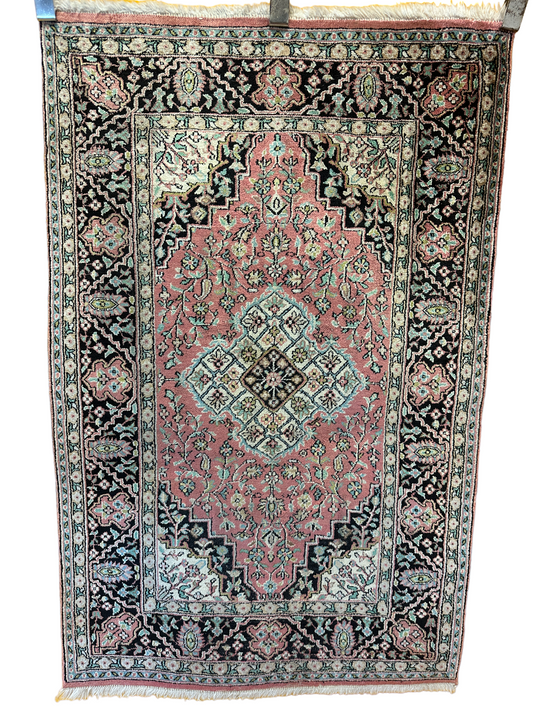 Handgeknüpfter Orientteppich Kaschmir Ghom Seidenteppich  120x80 cm