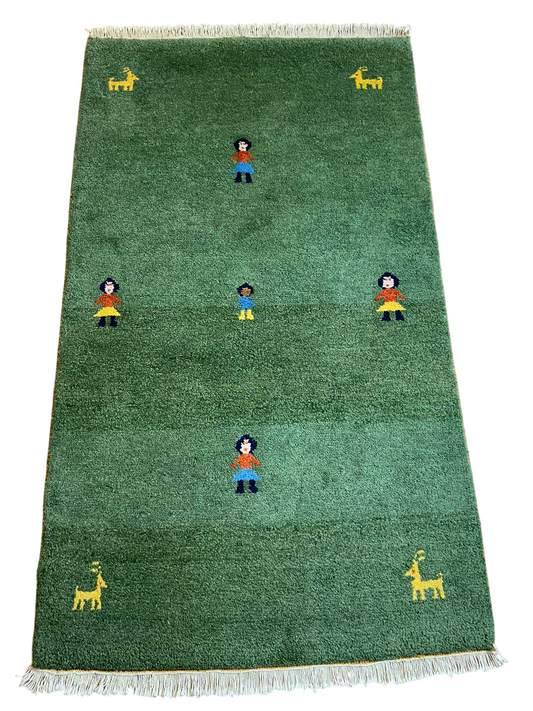 Gabbeh Orientteppich handgeknüpft Indian 160x90 cm