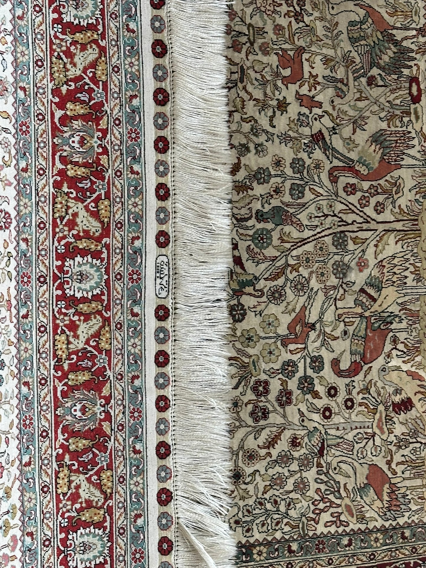 Orientteppich handgeknüpft Hereke 126x95 cm Seide auf Seide