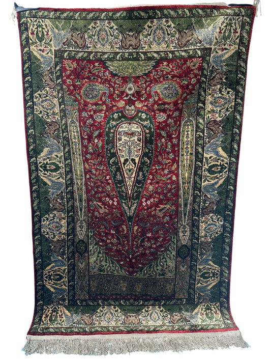 Orientteppich handgeknüpft Hereke 125x78 cm Seide auf Seide