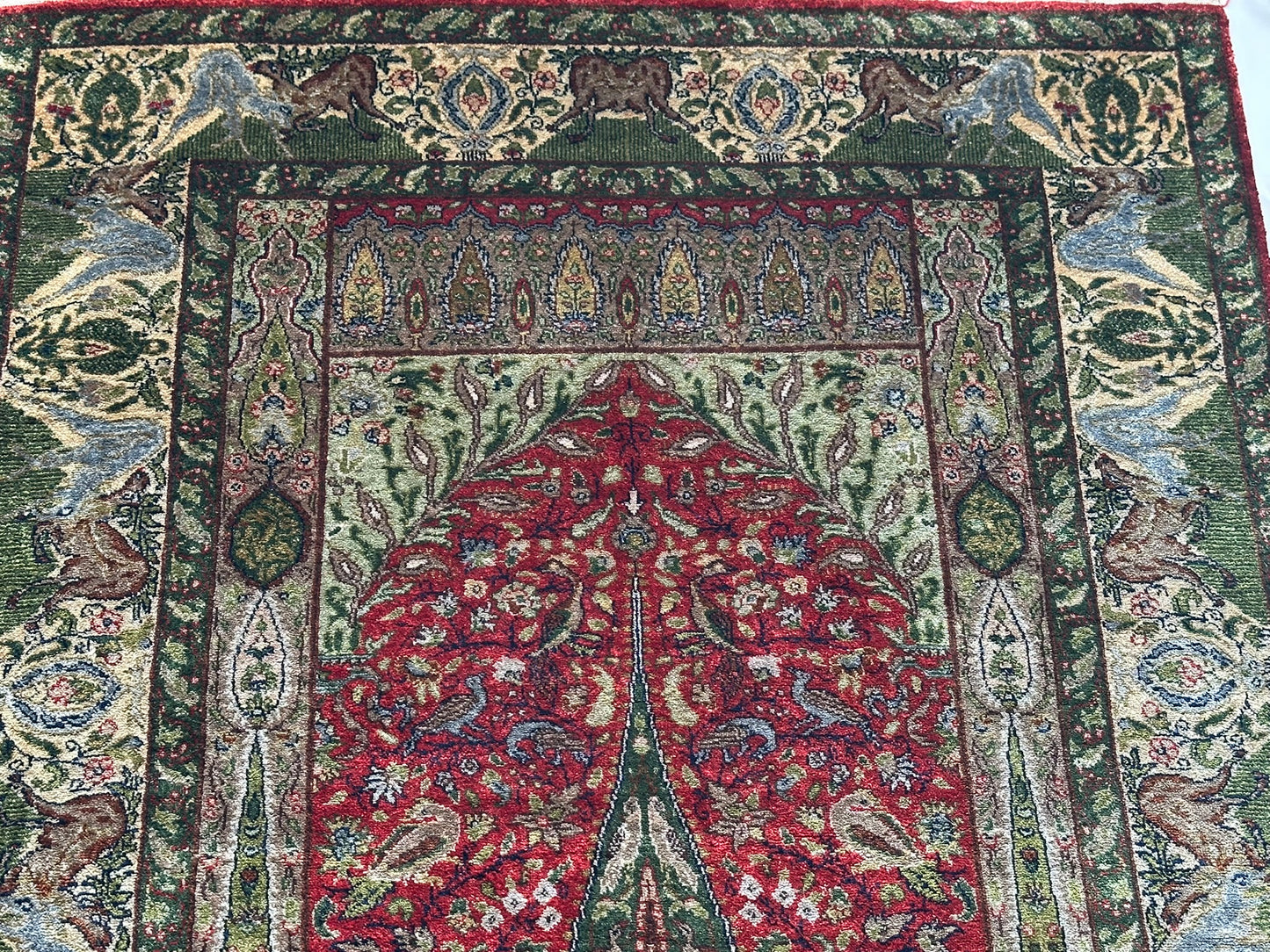 Orientteppich handgeknüpft Hereke 125x78 cm Seide auf Seide