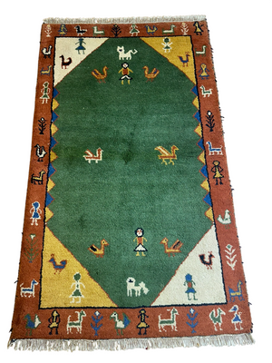 Gabbeh Orientteppich handgeknüpft Indian 160x94 cm
