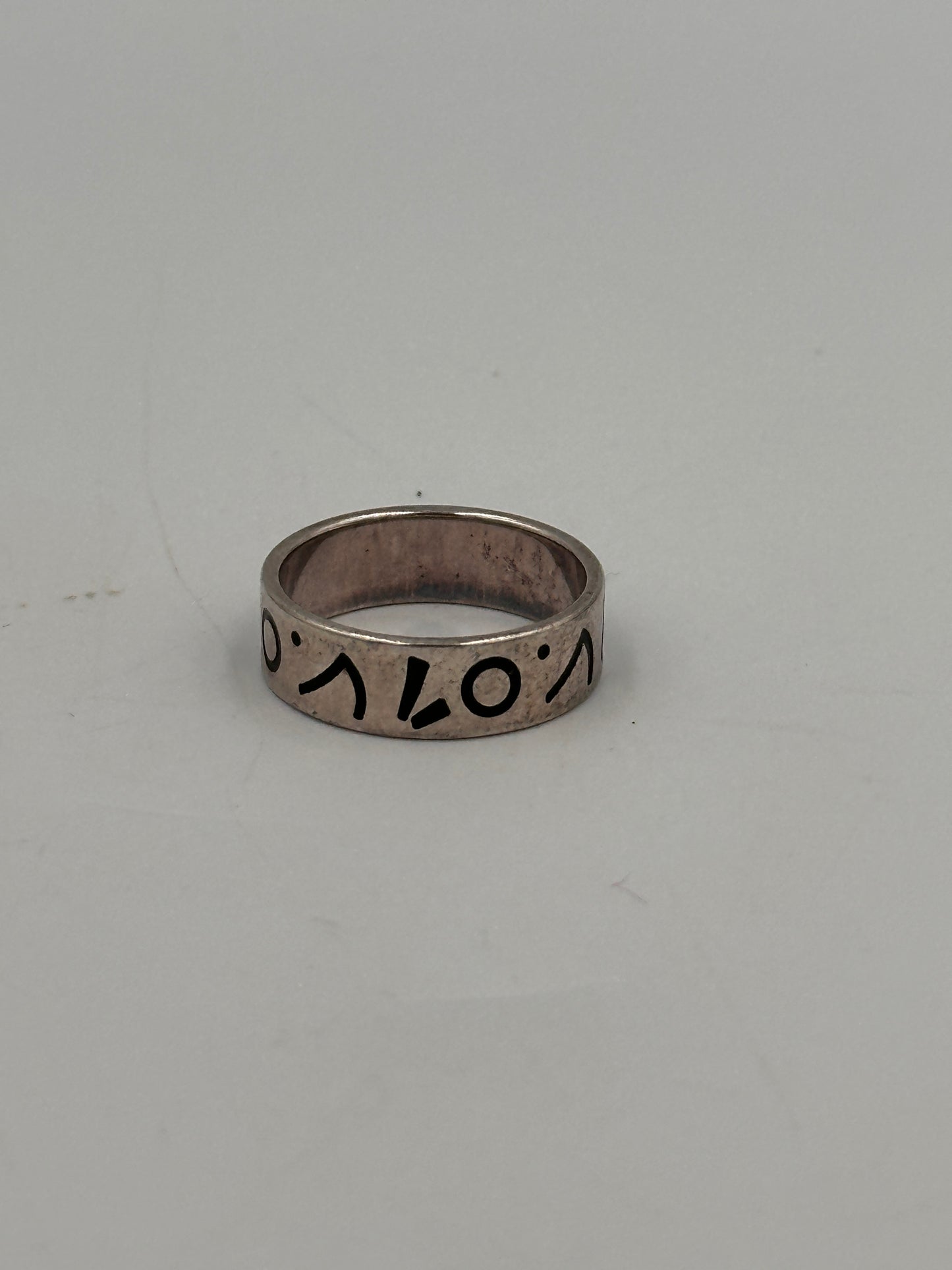 925 Silber Vintage Ring mit Abstrakten Symbolen – Größe 52