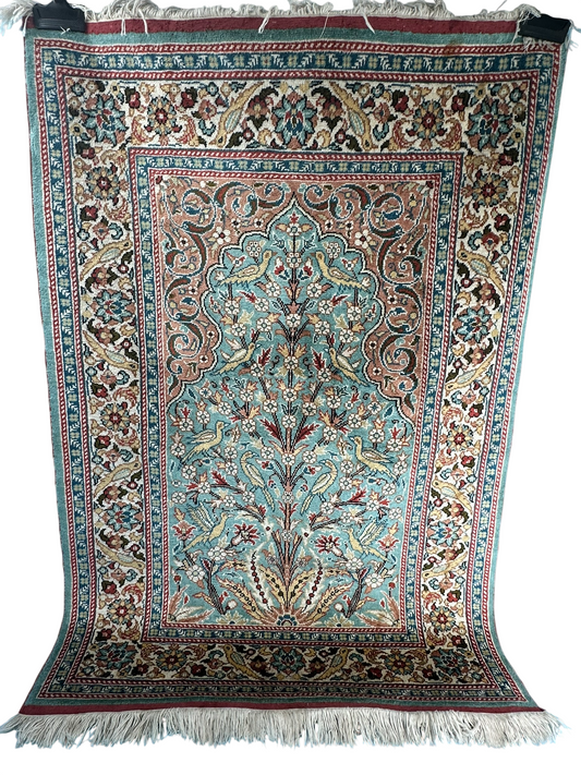 Orientteppich handgeknüpft Kayseri 133x90 cm Seide auf Seide