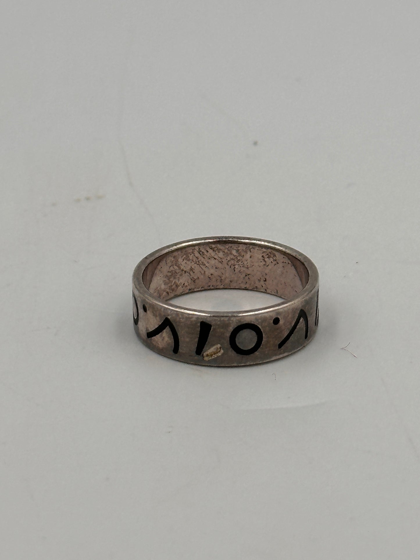 925 Silber Vintage Ring mit Abstrakten Symbolen – Größe 52