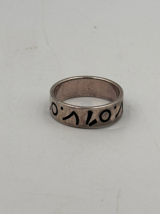 925 Silber Vintage Ring mit Abstrakten Symbolen – Größe 52