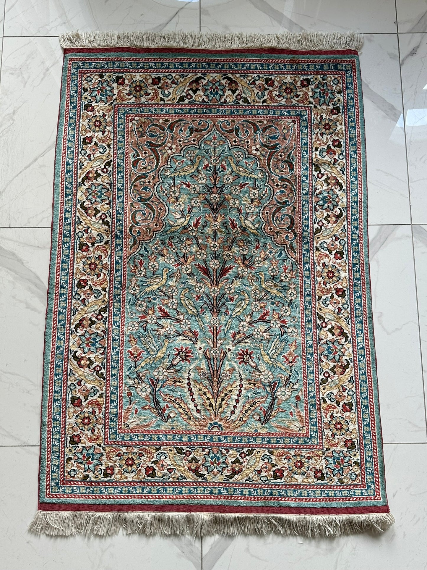 Orientteppich handgeknüpft Kayseri 133x90 cm Seide auf Seide