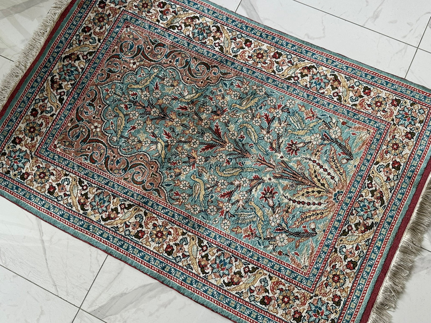 Orientteppich handgeknüpft Kayseri 133x90 cm Seide auf Seide