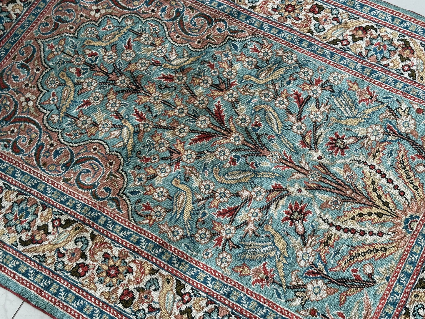 Orientteppich handgeknüpft Kayseri 133x90 cm Seide auf Seide