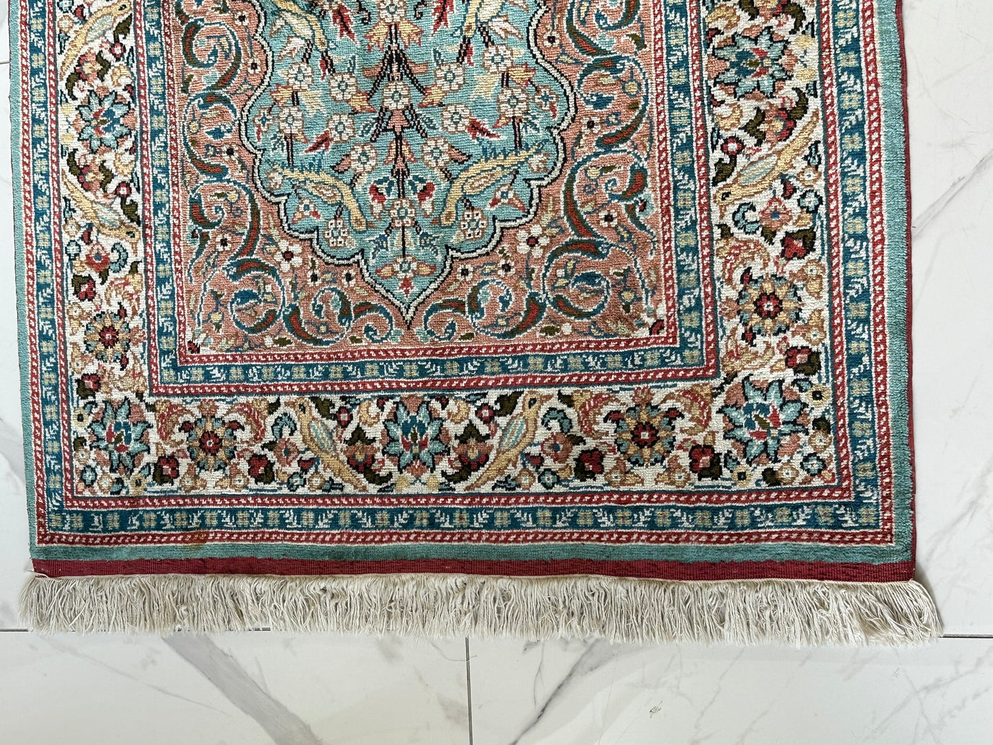 Orientteppich handgeknüpft Kayseri 133x90 cm Seide auf Seide